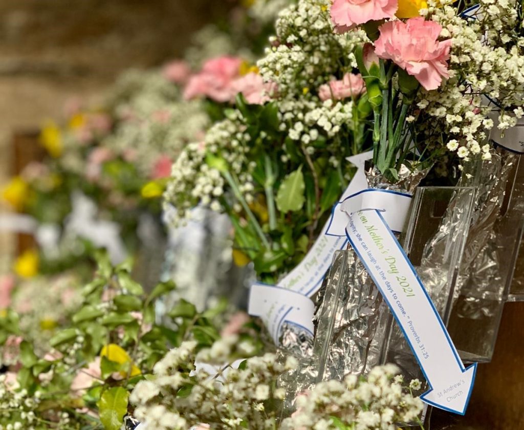 Flowers in church porch