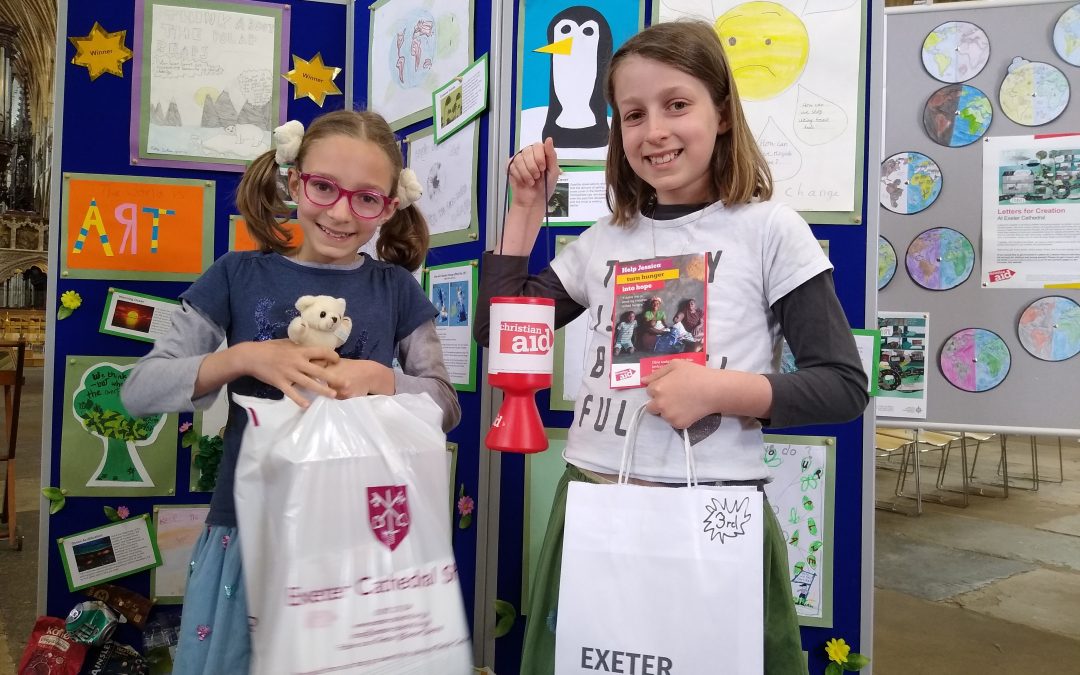 Devon School Children Draw Climate Change Hopes and Fears for Exeter Cathedral Christian Aid Exhibition