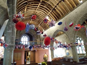 coronation garland in church